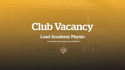 Club Vacancy - Lead Academy Physio